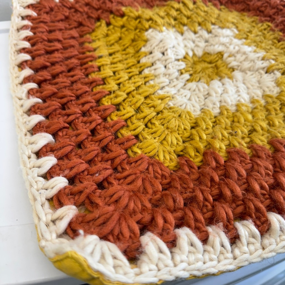 Handmade Crochet Granny Square Pillow Cover Boho Farmhouse Accent 18x18